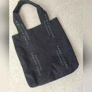 Marc Jacobs Canvas Tote Bag Black Logo Strap Shopper Everyday Work Travel Bag